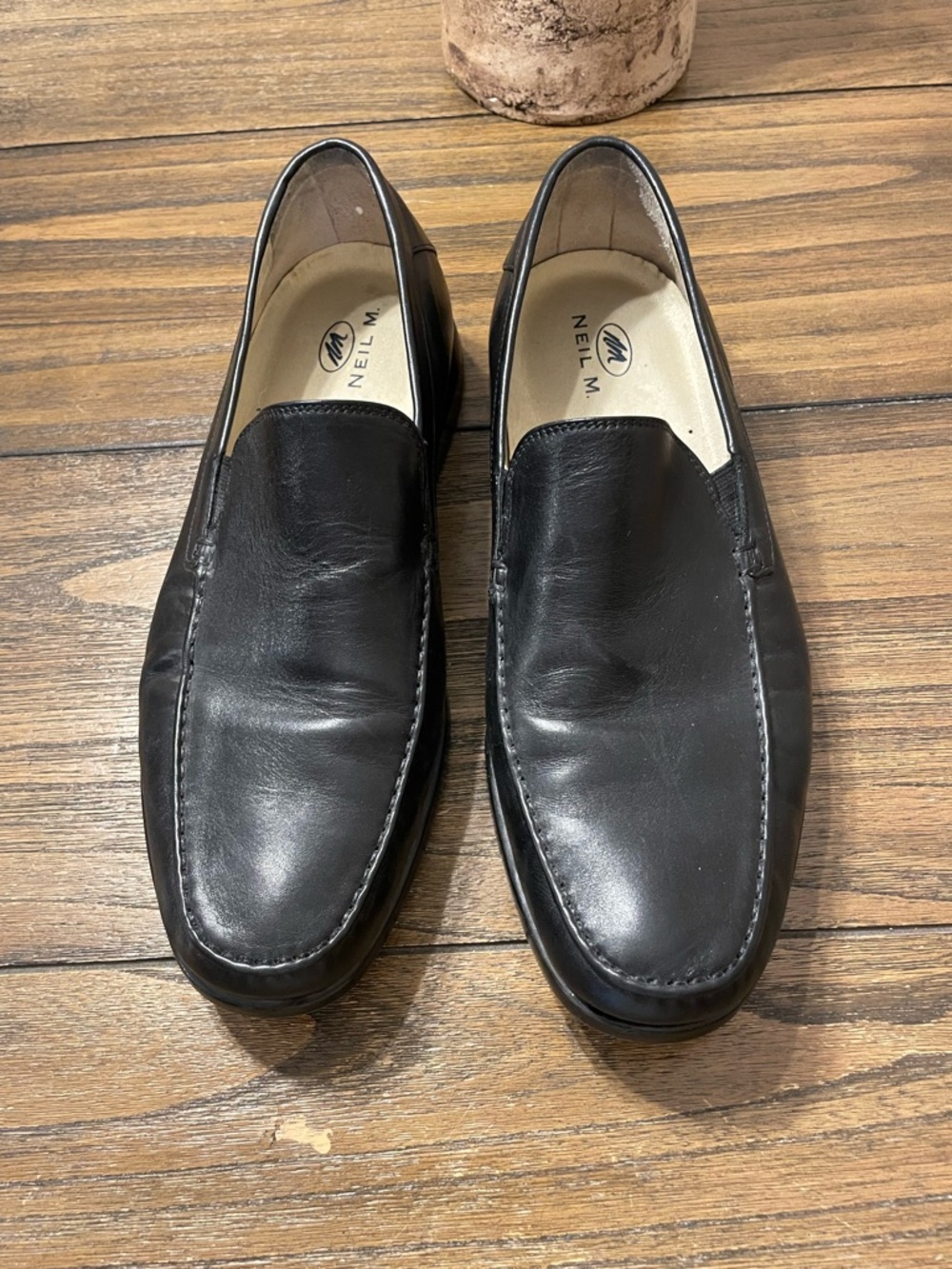 Neil M Rome Black Leather Comfort Loafer Size 12 EEE Extra Wide Slip On Shoes